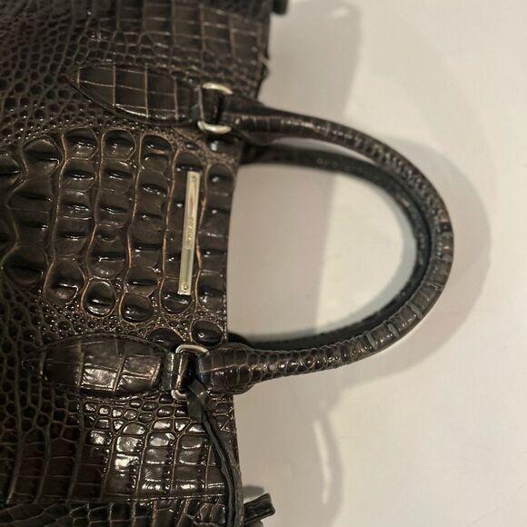 Brahmin Elegant Leather Croc embossed brown handbag shoulder bag - Picture 8 of 11